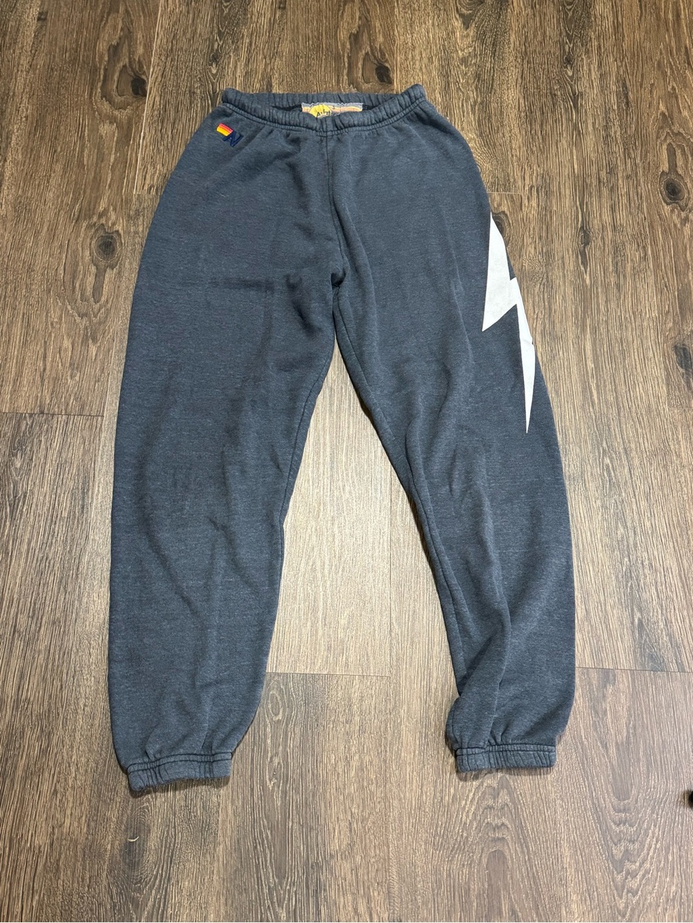Aviator Nation Gray Sweatpants White Lightening Bolt Sz S